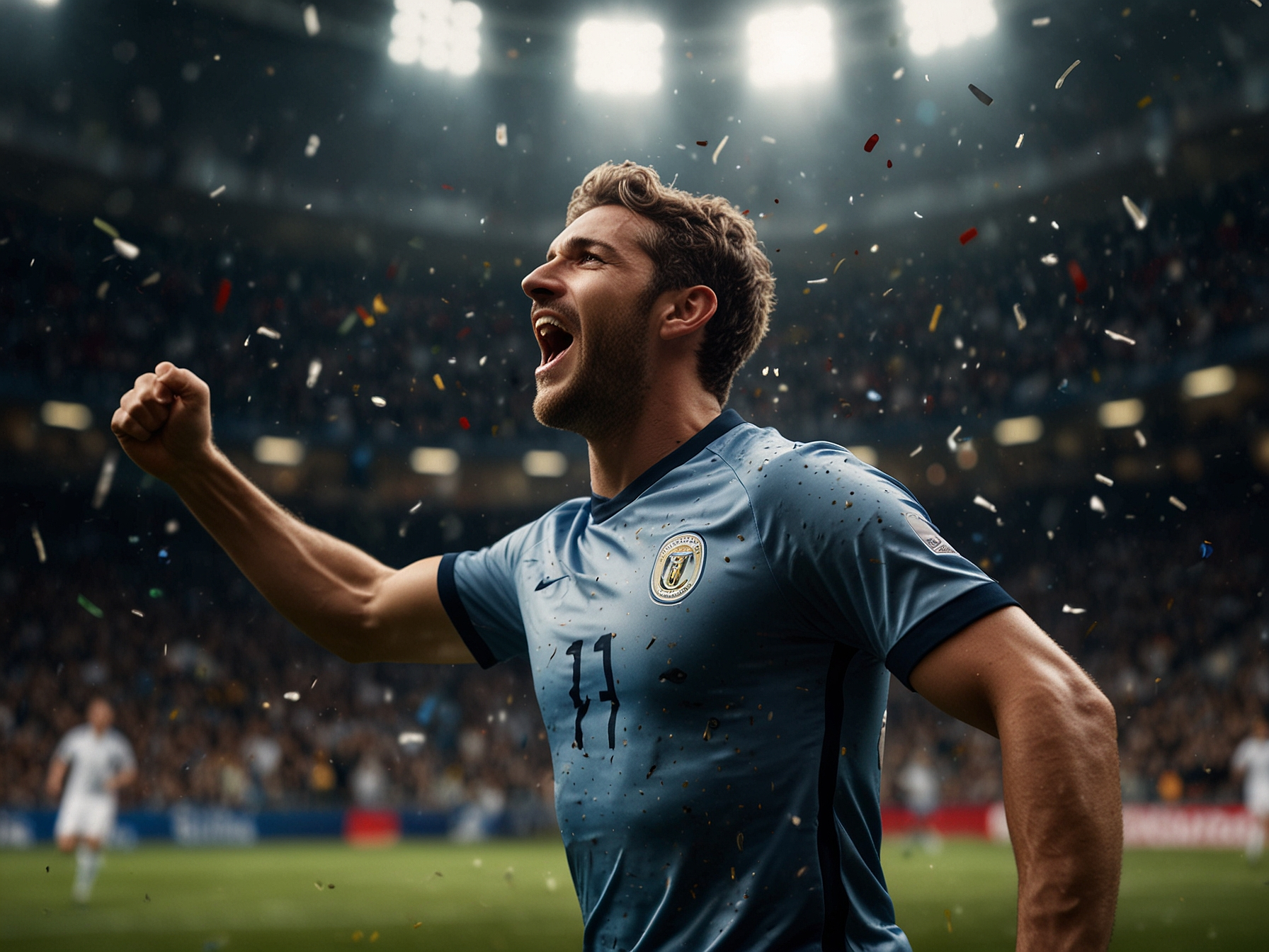 Champion celebrating a victory on the field